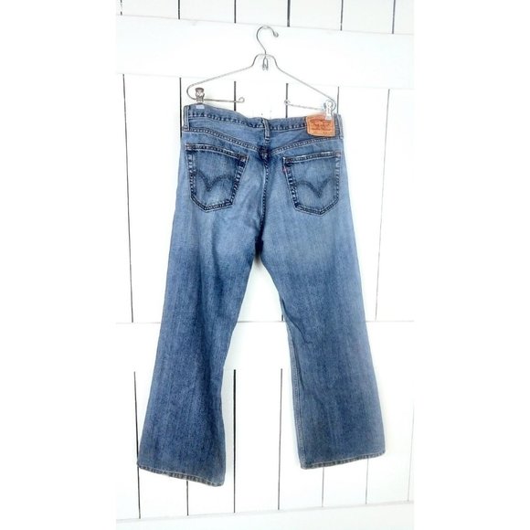 Levis 567 zipper fly blue loose boot cut faded denim jeans Bootcut - Technical View